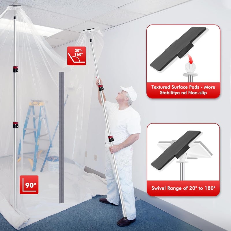 Teodute 12FT Dust Barrier Poles 4 Pack withCarry Bag, Stainless Steel Retractable Zipper Wall Poles Kit for Renovation, Remodeling and Isolation Work - Image 5